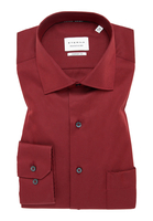 COMFORT FIT Cover Shirt in donkerrood vlakte