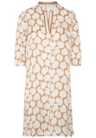 DRIEKWART MOUW BLOUSEJURK 1863 BY ETERNA - PREMIUM VISKOSE BRUIN PRINT