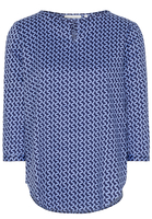 ETERNA DRIEKWART MOUW BLOUSE MODERN CLASSIC BLAUW PRINT