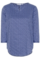 ETERNA DRIEKWART MOUW BLOUSE MODERN CLASSIC BLAUW PRINT