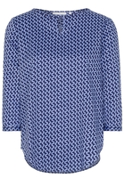 ETERNA DRIEKWART MOUW BLOUSE MODERN CLASSIC BLAUW PRINT