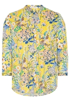 ETERNA DRIEKWART MOUW BLOUSE MODERN CLASSIC GEEL / BLAUW / ROZE PRINT