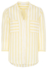 ETERNA DRIEKWART MOUW BLOUSE MODERN CLASSIC GEEL / WIT GESTREEPT