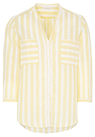 ETERNA DRIEKWART MOUW BLOUSE MODERN CLASSIC GEEL / WIT GESTREEPT