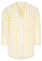 ETERNA DRIEKWART MOUW BLOUSE MODERN CLASSIC GEEL / WIT GESTREEPT
