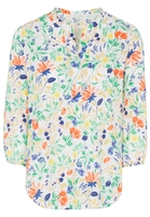 ETERNA DRIEKWART MOUW BLOUSE MODERN CLASSIC KLEURRIJK PRINT