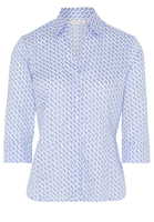 ETERNA DRIEKWART MOUW BLOUSE MODERN CLASSIC LICHT BLAUW / WIT PRINT