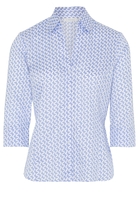 ETERNA DRIEKWART MOUW BLOUSE MODERN CLASSIC LICHT BLAUW / WIT PRINT