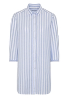 ETERNA DRIEKWART MOUW BLOUSE MODERN CLASSIC LICHTBLAUW / WIT GESTREEPT