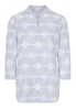 ETERNA DRIEKWART MOUW BLOUSE MODERN CLASSIC LICHTBLAUW / WIT PRINT