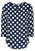ETERNA DRIEKWART MOUW BLOUSE MODERN CLASSIC MARINE / WIT PRINT