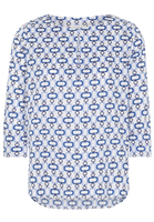 ETERNA DRIEKWART MOUW BLOUSE MODERN CLASSIC NAVY / LICHTBLAUW / WIT