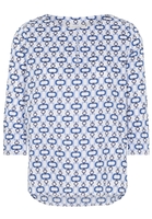 ETERNA DRIEKWART MOUW BLOUSE MODERN CLASSIC NAVY / LICHTBLAUW / WIT