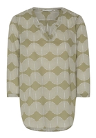 ETERNA DRIEKWART MOUW BLOUSE MODERN CLASSIC POPELINE BEIGE / KAKI