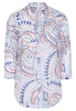 ETERNA DRIEKWART MOUW BLOUSE MODERN CLASSIC POPELINE BLAUW / ABRIKOOS