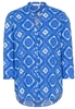 ETERNA DRIEKWART MOUW BLOUSE MODERN CLASSIC POPELINE BLAUW / WIT PRINT