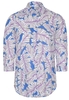 ETERNA DRIEKWART MOUW BLOUSE MODERN CLASSIC POPELINE BLAUW PRINT