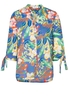 ETERNA DRIEKWART MOUW BLOUSE MODERN CLASSIC POPELINE BLAUW/VEELKLEURIG