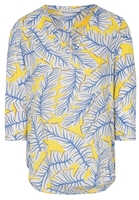 ETERNA DRIEKWART MOUW BLOUSE MODERN CLASSIC POPELINE GEEL / LICHTBLAUW