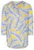 ETERNA DRIEKWART MOUW BLOUSE MODERN CLASSIC POPELINE GEEL / LICHTBLAUW