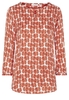 ETERNA DRIEKWART MOUW BLOUSE MODERN CLASSIC ROEST ROOD / WIT PRINT