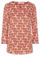 ETERNA DRIEKWART MOUW BLOUSE MODERN CLASSIC ROEST ROOD / WIT PRINT