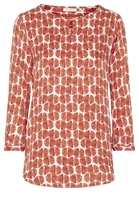 ETERNA DRIEKWART MOUW BLOUSE MODERN CLASSIC ROEST ROOD / WIT PRINT