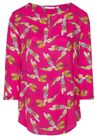 ETERNA DRIEKWART MOUW BLOUSE MODERN CLASSIC ROZE PRINT