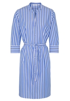 ETERNA DRIEKWART MOUW BLOUSEJURK MODERN CLASSIC POPELINE GESTREEPT