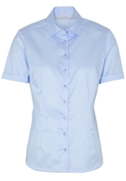 ETERNA KORTE MOUW BLOUSE MODERN CLASSIC COVER SHIRT TWILL LICHTBLAUW