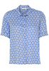 ETERNA KORTE MOUW BLOUSE MODERN CLASSIC LICHT BLAUW / WIT PRINT