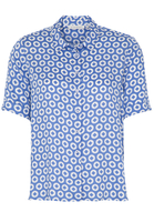 ETERNA KORTE MOUW BLOUSE MODERN CLASSIC LICHT BLAUW / WIT PRINT
