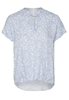 ETERNA KORTE MOUW BLOUSE MODERN CLASSIC LICHTBLAUW / WIT PRINT