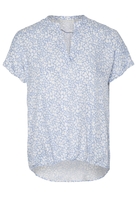 ETERNA KORTE MOUW BLOUSE MODERN CLASSIC LICHTBLAUW / WIT PRINT