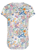 ETERNA KORTE MOUW BLOUSE MODERN CLASSIC LIME / BLAUW / ORANJE PRINT