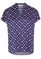 ETERNA KORTE MOUW BLOUSE MODERN CLASSIC NAVY / ROZE / WIT PRINT