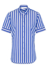 ETERNA KORTE MOUW BLOUSE MODERN CLASSIC POPELINE BLAUW / WIT GESTREEPT