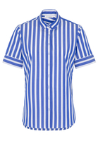 ETERNA KORTE MOUW BLOUSE MODERN CLASSIC POPELINE BLAUW / WIT GESTREEPT