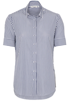 ETERNA KORTE MOUW BLOUSE MODERN CLASSIC POPELINE BLAUW / WIT GESTREEPT