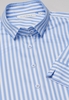 ETERNA KORTE MOUW BLOUSE MODERN CLASSIC STRETCH LICHTBLAUW / WIT