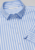 ETERNA KORTE MOUW BLOUSE MODERN CLASSIC STRETCH LICHTBLAUW / WIT
