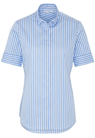 ETERNA KORTE MOUW BLOUSE MODERN CLASSIC STRETCH LICHTBLAUW / WIT