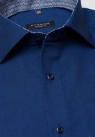 ETERNA KORTE MOUW OVERHEMD COMFORT FIT BLAUW MET RELIËF
