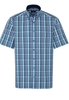 ETERNA KORTE MOUW OVERHEMD COMFORT FIT POPELINE TURQUOISE BLAUW PRINT