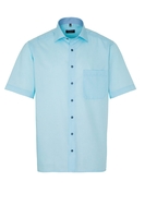 ETERNA KORTE MOUW OVERHEMD COMFORT FIT TURKOOIS MET RELIËF