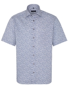 ETERNA KORTE MOUW OVERHEMD COMFORT FIT TWILL BEIGE/BLAUW PRINT