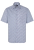 ETERNA KORTE MOUW OVERHEMD COMFORT FIT TWILL BEIGE/BLAUW PRINT