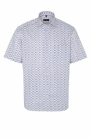 ETERNA KORTE MOUW OVERHEMD COMFORT FIT TWILL BEIGE/BLAUW PRINT