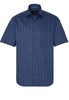ETERNA KORTE MOUW OVERHEMD COMFORT FIT TWILL BLAUW/GROEN PRINT