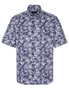 ETERNA KORTE MOUW OVERHEMD COMFORT FIT TWILL BLAUW/WIT PRINT